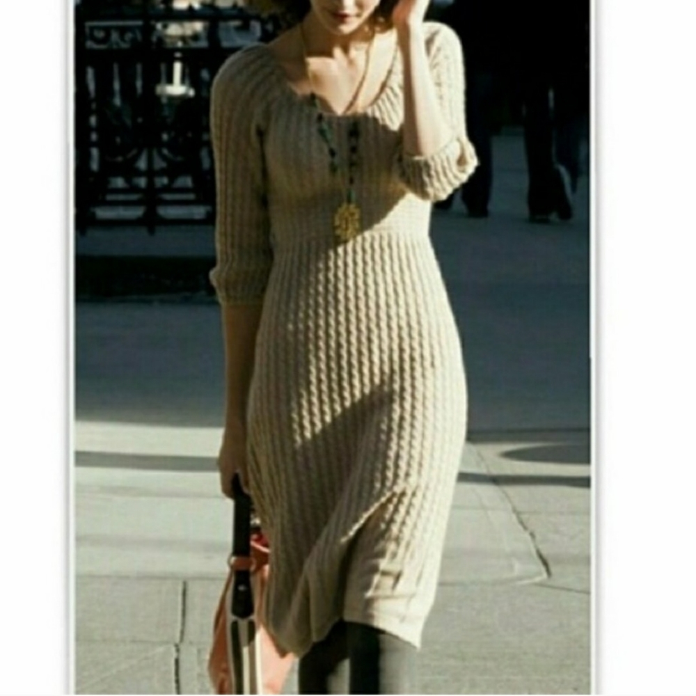 Anthro Maple Mazzola Blush Angora Braided Sweater Dress